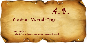 Ascher Varsány névjegykártya
